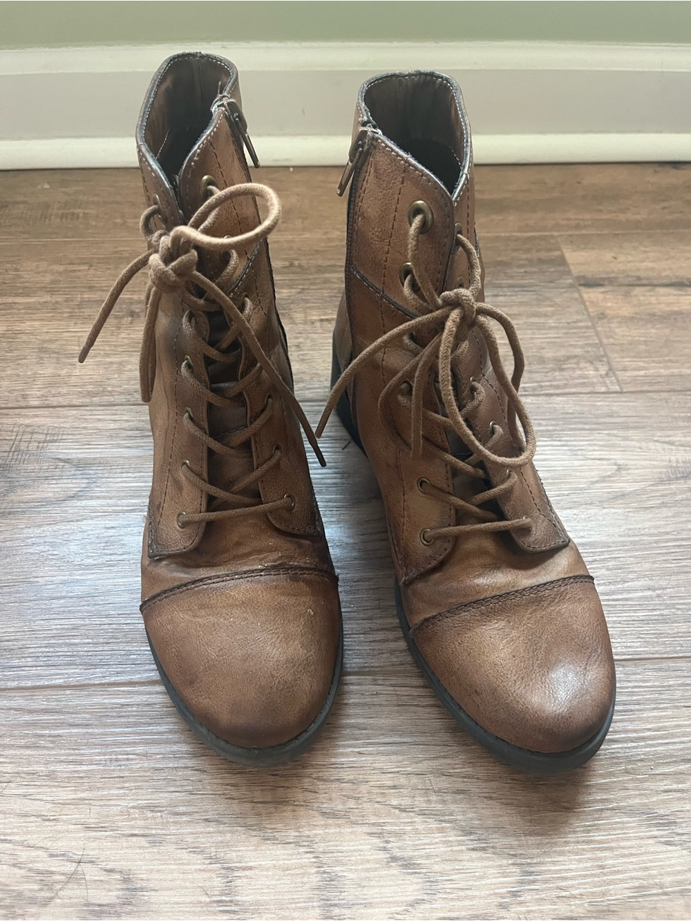 Rampage Women's Brown Lace-Up Combat Boots